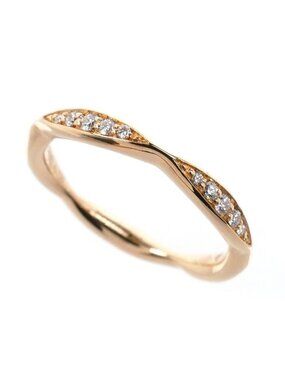 Chanel 18k Pink Gold Camellia Half Eternity Ring Diamond